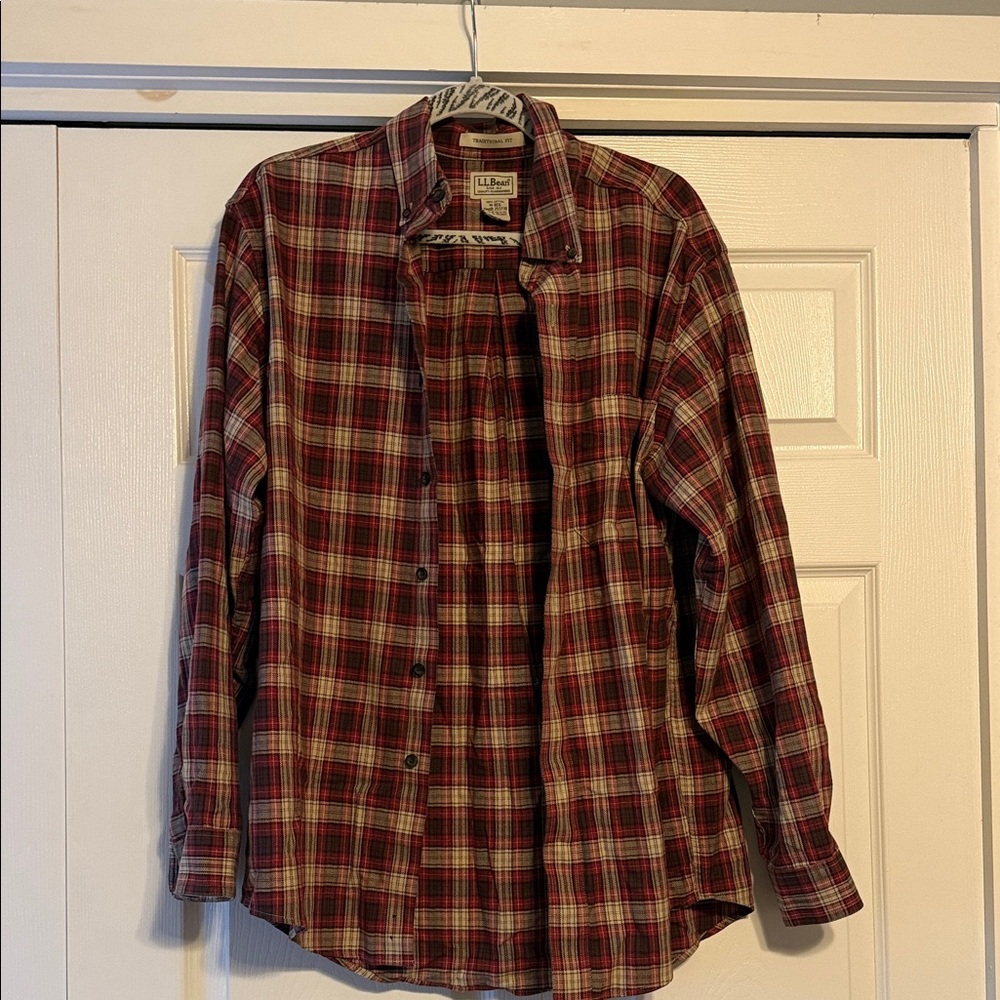 L.L. Bean Classic Red and White Plaid Shirt